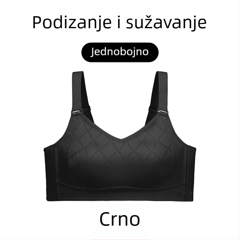 Push-Up grudnjak s odvojivim dvostrukim trakama, prozračni najlon, puna košarica s tankim oblikovanim košaricama, stražnje četiri reda kopči