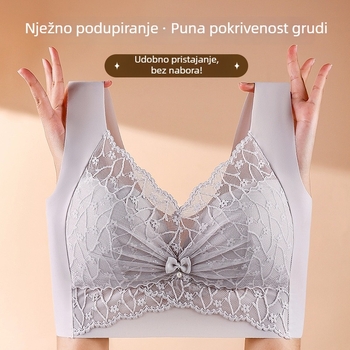 Winetai Grudnjak bez naramenja od čipke Ice Silk, Push-Up, oblikovani košarice od pamuka, prozračan