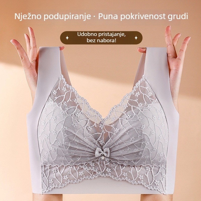 Winetai Grudnjak bez naramenja od čipke Ice Silk, Push-Up, oblikovani košarice od pamuka, prozračan