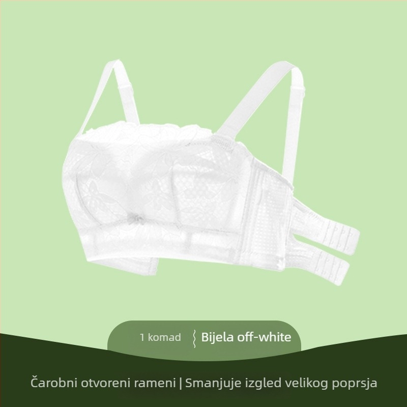 Bezrameni grudnjak tube-top za velike grudi, pamuk, tanke oblikovane košarice, odvojive dvostruke naramenice, stražnje četiri reda kopči, prozračan