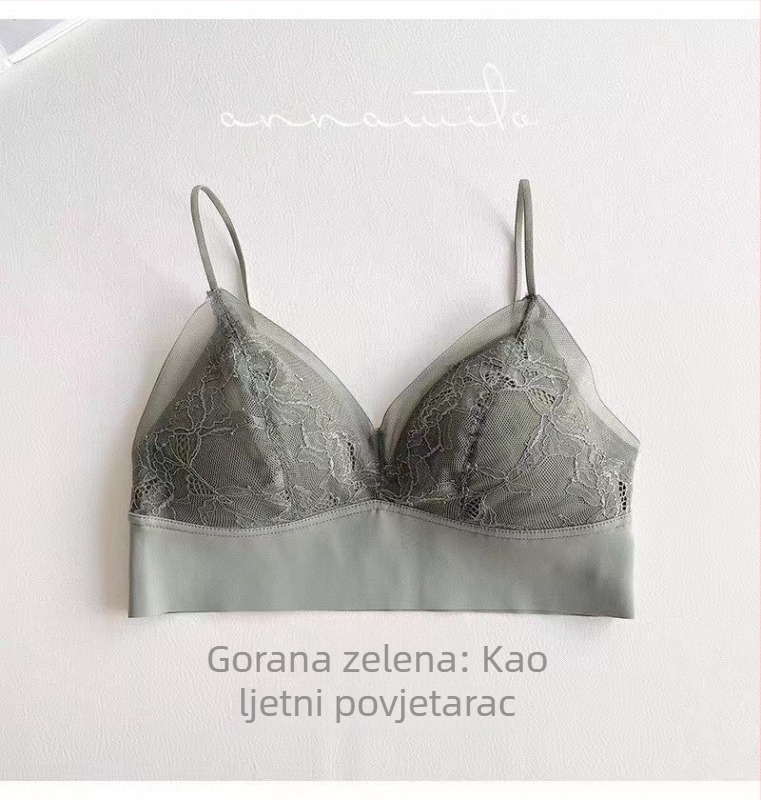 Sutena s mrežastom čipkom, bežični, bez šavova, košarica 3/4, ultra-tanki oblikovani košar, fiksne dvostruke naramenice