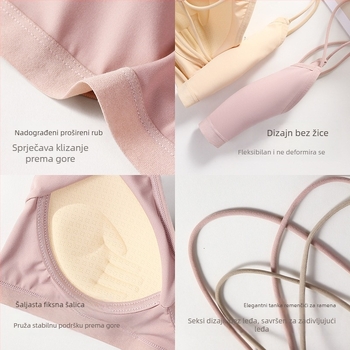 Ice Silk Backless jednodijelni grudnjak s fiksnim košaricama, prozračan, push-up; veličina košarice 3/4; oblik košarice: tanak vrh, debeo dno; tkanina Spandex (56,2% najlon, 43,8% spandex).