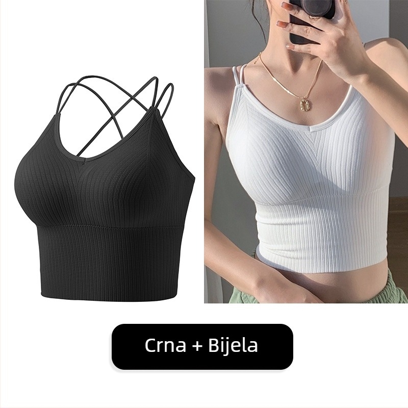Bešiven top s križnim stražnjim dijelom i wrap dizajnom, plus veličina, s odvojivim ulošcima za prsa