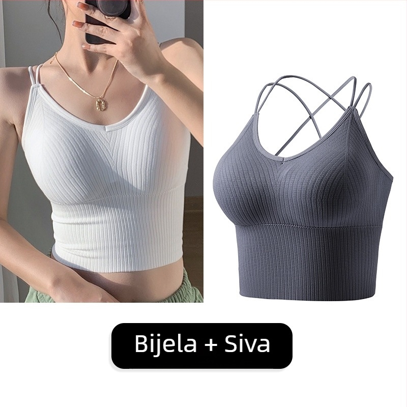 Bešiven top s križnim stražnjim dijelom i wrap dizajnom, plus veličina, s odvojivim ulošcima za prsa
