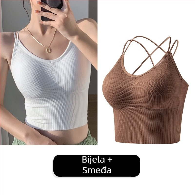 Bešiven top s križnim stražnjim dijelom i wrap dizajnom, plus veličina, s odvojivim ulošcima za prsa