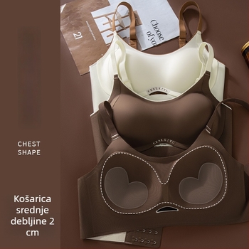 Bešavna grudnjica bez žice, s debelim košarom 3/4 za male grudi, oblikuje i pruža bočnu potporu