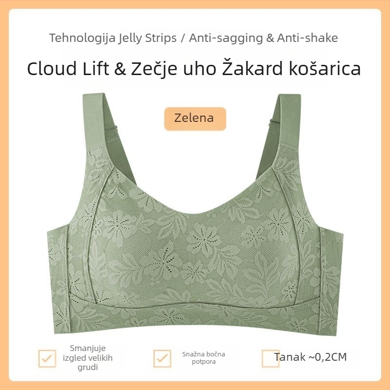 Ženski bezšivni grudnjak za spavanje, bez žice, mek podrška, za sve sezone, tanke čašice, vizualno čini grudi manjima