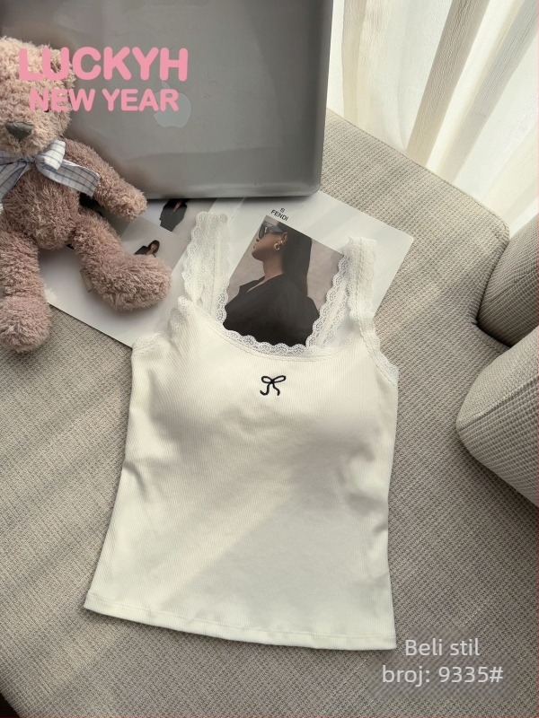 Ljetni cami top sa sling stilom – uski kroj, Chenille tkanina, Spandex 30–50%, dvostruke naramenice, srednja elastičnost