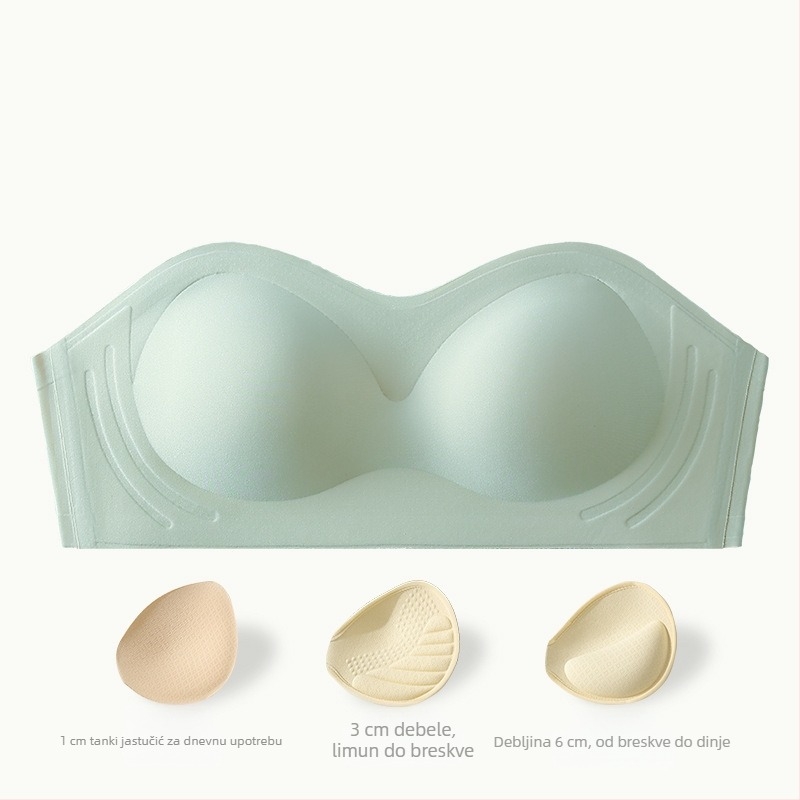 Lijep strapless grudnjak u stilu tube-top, anti-klizanje, push-up, 3/4 košarica, najlon
