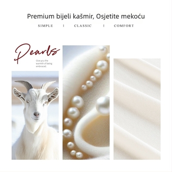 Ženski pulover s poluvisokim ovratnikom, dugi rukavi, kašmirsko-pamukova smjesa s regeneriranom celulozom i bisernim prahom, jesen 2024