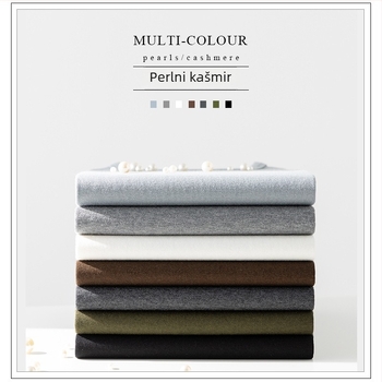 Ženski pulover s poluvisokim ovratnikom, dugi rukavi, kašmirsko-pamukova smjesa s regeneriranom celulozom i bisernim prahom, jesen 2024