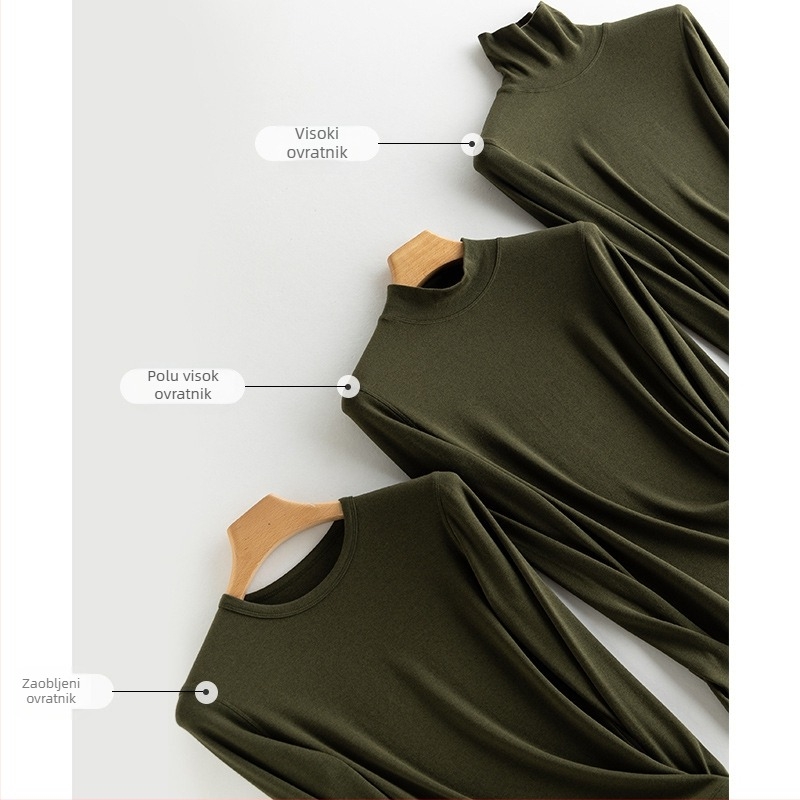 Ženski pulover s poluvisokim ovratnikom, dugi rukavi, kašmirsko-pamukova smjesa s regeneriranom celulozom i bisernim prahom, jesen 2024