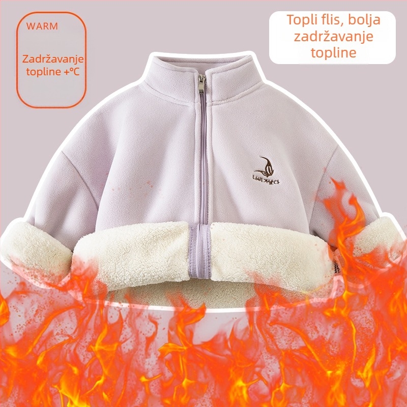 Unisex dječja zimska jakna s orijentalnim velvet sherpa i prednjim zatvaračem, za uzrast 3-8 godina