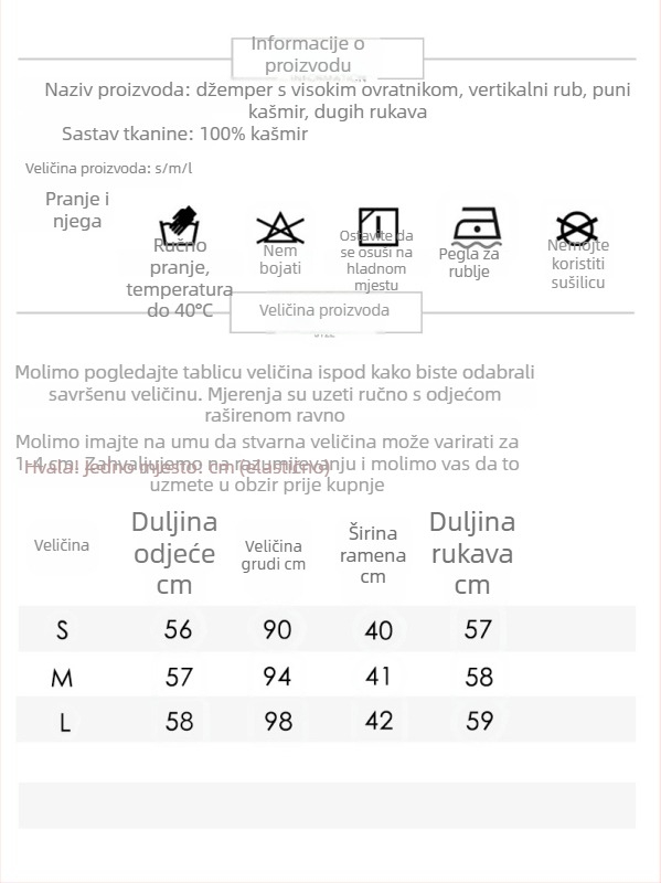 Pulover od kašmira s kapuljom, ribasta pletenina, uski kroj, za žene