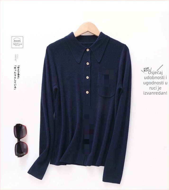 Vuneni pulover s polo ovratnikom – slim fit, dugi rukav, tanak, jesen-zima, 70–80% vuna