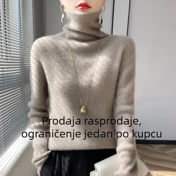 Džemper od vunene pletene s polovičnim rolkom, jednofarban, dugi rukavi, 30–50% vuna