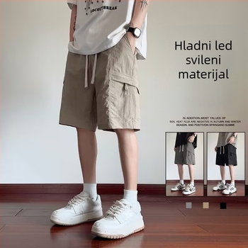 Muške cargo šorceve, slobodan kroj, korejski stil, poliester, ljeto