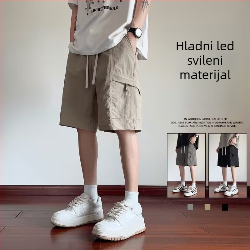 Muške cargo šorceve, slobodan kroj, korejski stil, poliester, ljeto