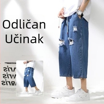 Muške cropped traperice, srednja struka, ravni kroj, 70% pamuk