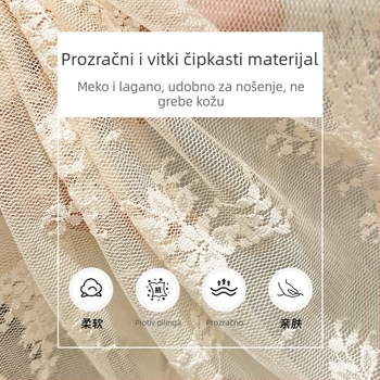 Dječji top s čipkastom mrežom, halter ovratnik, ultra dugi Feifei rukavi, gradski stil, akrilna vlakna 95%+
