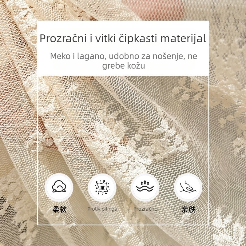 Dječji top s čipkastom mrežom, halter ovratnik, ultra dugi Feifei rukavi, gradski stil, akrilna vlakna 95%+