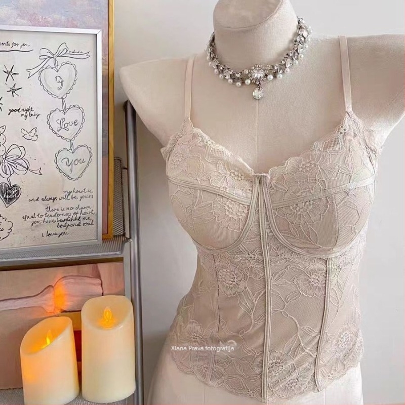 Ženski čipkasti top za jesen/zimu, francuski retro stil, s ugrađenim jastučićima, anti-exposure, osnovni sloj topa, PVC tkanina ≤30%