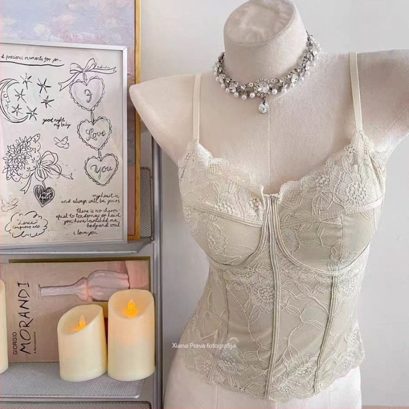 Ženski čipkasti top za jesen/zimu, francuski retro stil, s ugrađenim jastučićima, anti-exposure, osnovni sloj topa, PVC tkanina ≤30%