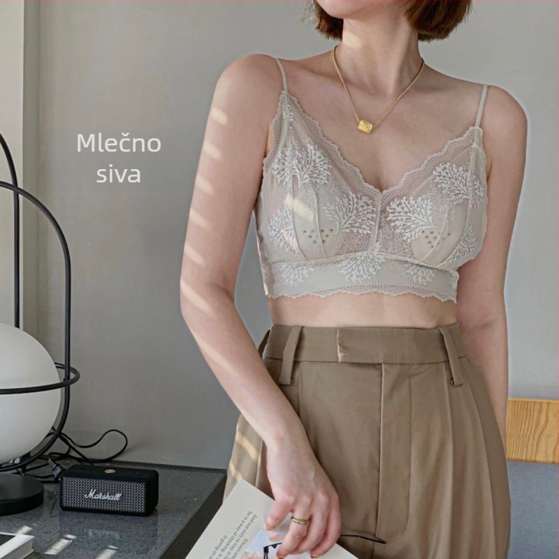 6081 Čipkasti grudnjak u francuskom stilu za žene s velikim dojkama, tanak, prozračan, seksi donji dio, udoban leđa, ljeto