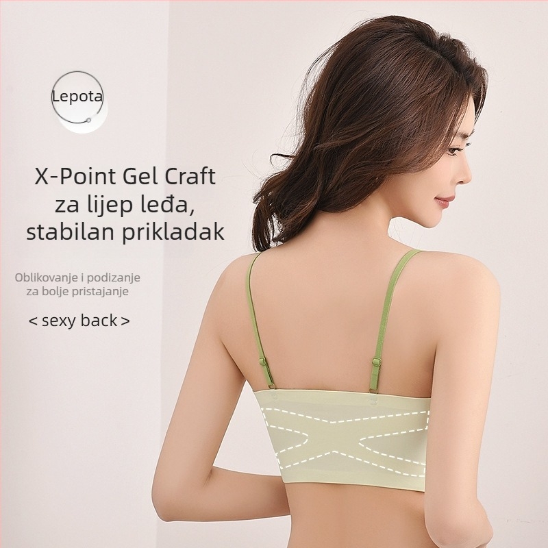 Push-Up grudnjak s mekom podrškom, skupljanje bočnih grudi, 3/4 latexne košarice, najlonska tkanina, fiksni dvostruki remeni