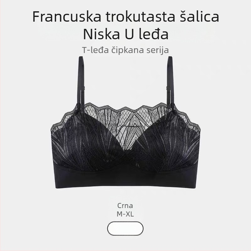 251 Tanka francuska čipkasta grudnjak bez naramenica za žene, zaštita od prozirivanja, lijep stražnji dio, wrap dizajn