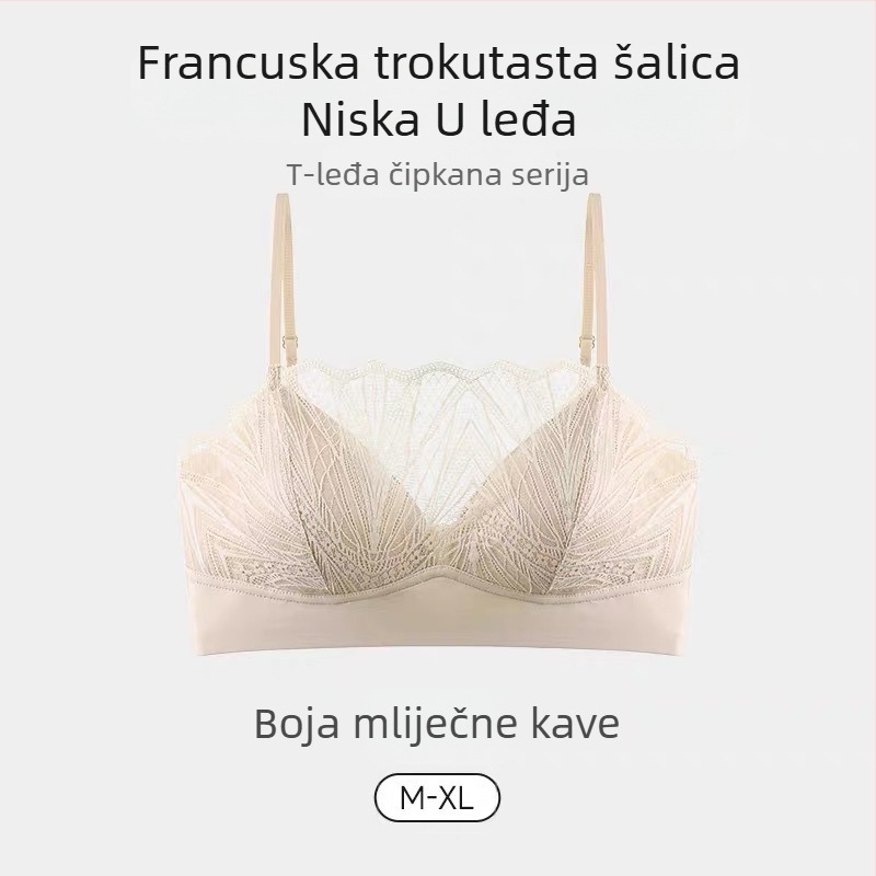 251 Tanka francuska čipkasta grudnjak bez naramenica za žene, zaštita od prozirivanja, lijep stražnji dio, wrap dizajn
