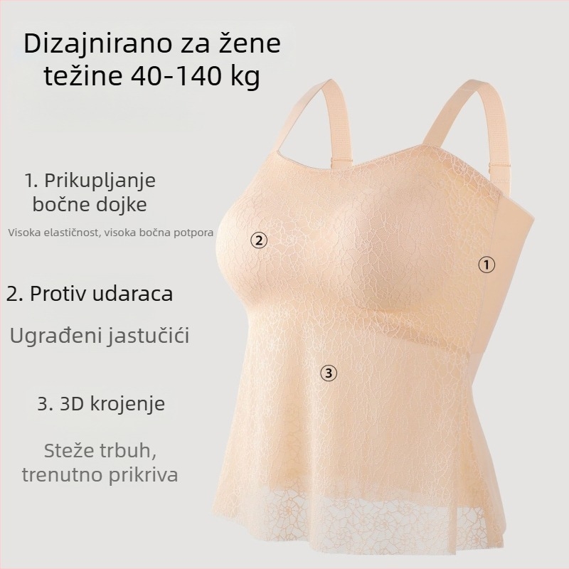Čipkasti bralette s ugrađenom jastučićem, velika veličina, jednodijelni dizajn, podesive naramenice, udoban