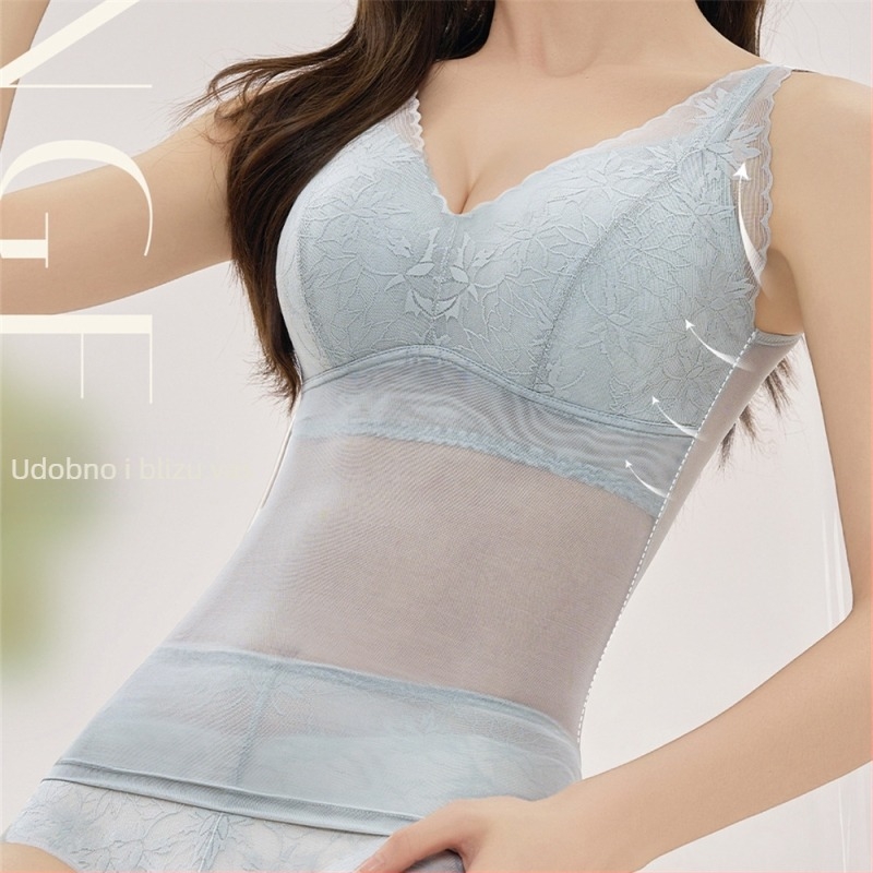 Mrežasti top za oblikovanje tijela s pamukom, 3/4 košarice od latexa, čvrste dvostruke naramenice