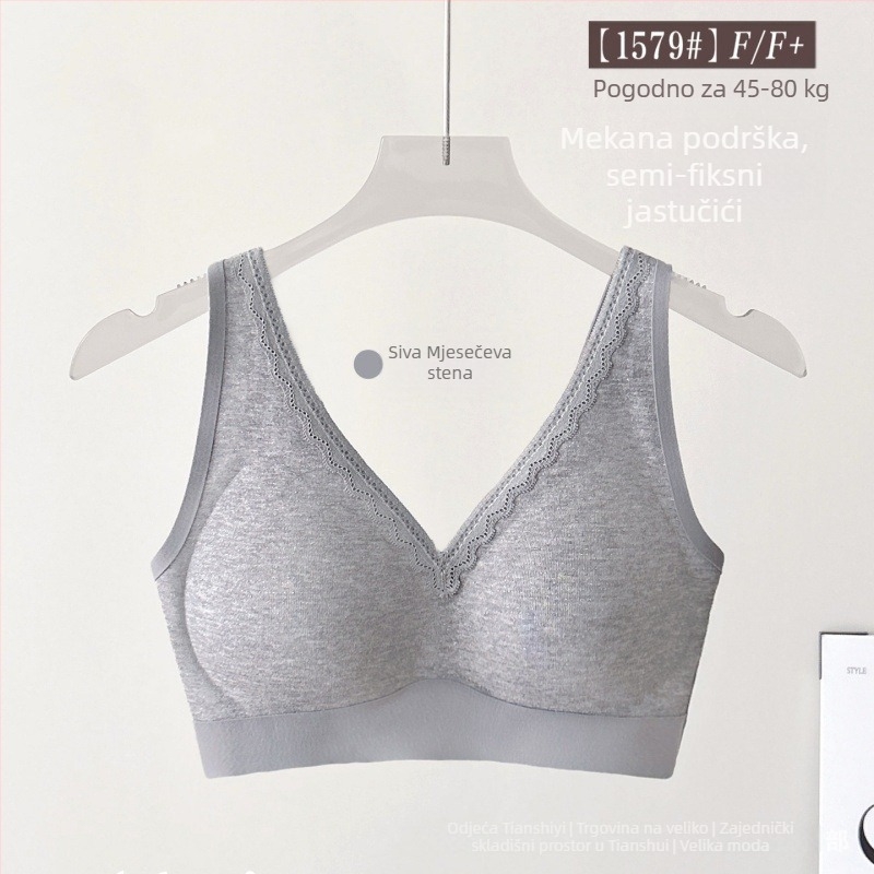 Čipkasti bešivni grudnjak sa širokim fiksnim trakama, pun cup, tanje oblikovane košarice, podstava Modal, prozračan i udoban