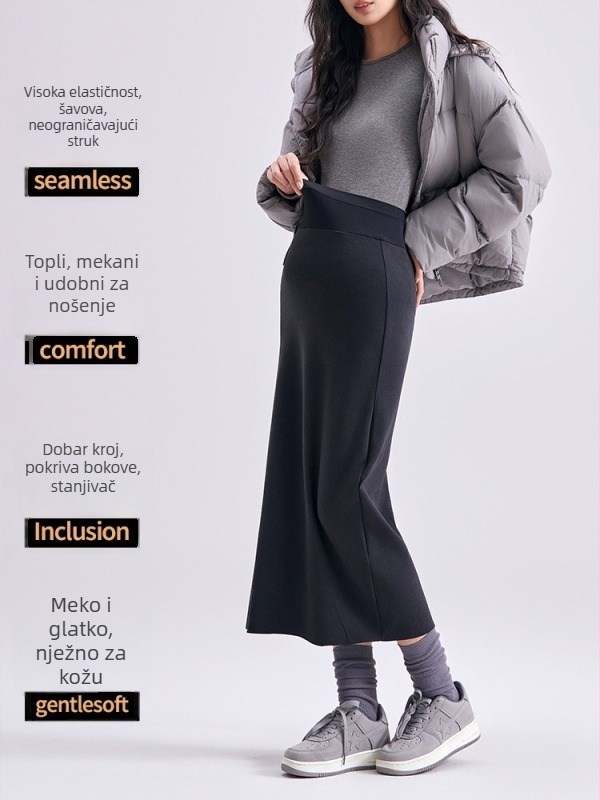 Trudnička duga haljina s A-linijom, najlon 95% + elastan 5%, bez ovratnika, bez rukava, casual japansko-korejski stil