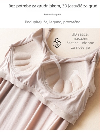 Materninska duga haljina bez rukava s okruglim izrezom i ugrađenim umetkom za prsa, viskoza (90–95%), jednobojna, princes stil