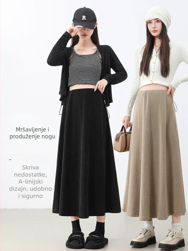 Suknja – A-linija, srednja duljina, 95% poliester 5% spandex, jesen 2025