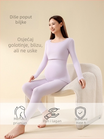 Termalne donje rublje za trudnice, 90–95% pamuk, do 30% elastana, dugi rukav, otvor za dojenje, jesen 2025