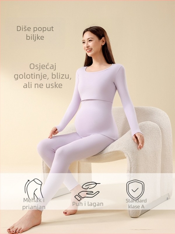 Termalne donje rublje za trudnice, 90–95% pamuk, do 30% elastana, dugi rukav, otvor za dojenje, jesen 2025