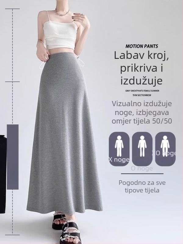 Trudnička suknja s ribljim repom, slobodan kroj, duga, jednobojna viskozna tkanina