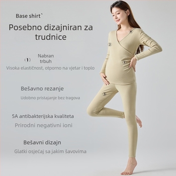 Termo set donjeg rublja za dojenje poslije poroda, pidžama za dojenje jesen-zima