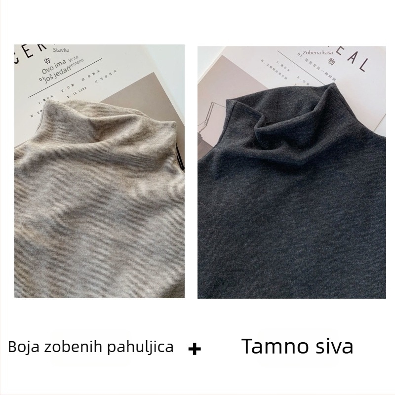 Top s flisom, topao i udoban, polu-visoki ovratnik, uski kroj, jednobojna boja, jesen-zima, plus veličine.