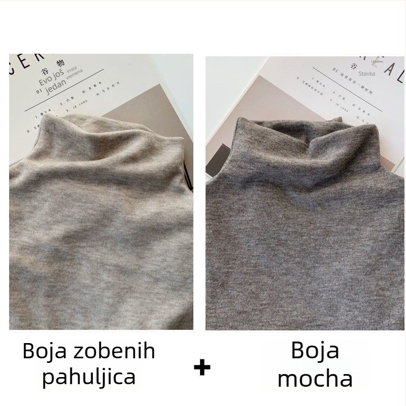 Top s flisom, topao i udoban, polu-visoki ovratnik, uski kroj, jednobojna boja, jesen-zima, plus veličine.