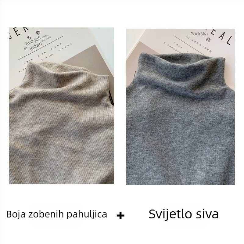 Top s flisom, topao i udoban, polu-visoki ovratnik, uski kroj, jednobojna boja, jesen-zima, plus veličine.