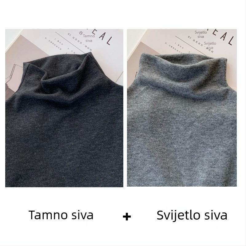 Top s flisom, topao i udoban, polu-visoki ovratnik, uski kroj, jednobojna boja, jesen-zima, plus veličine.