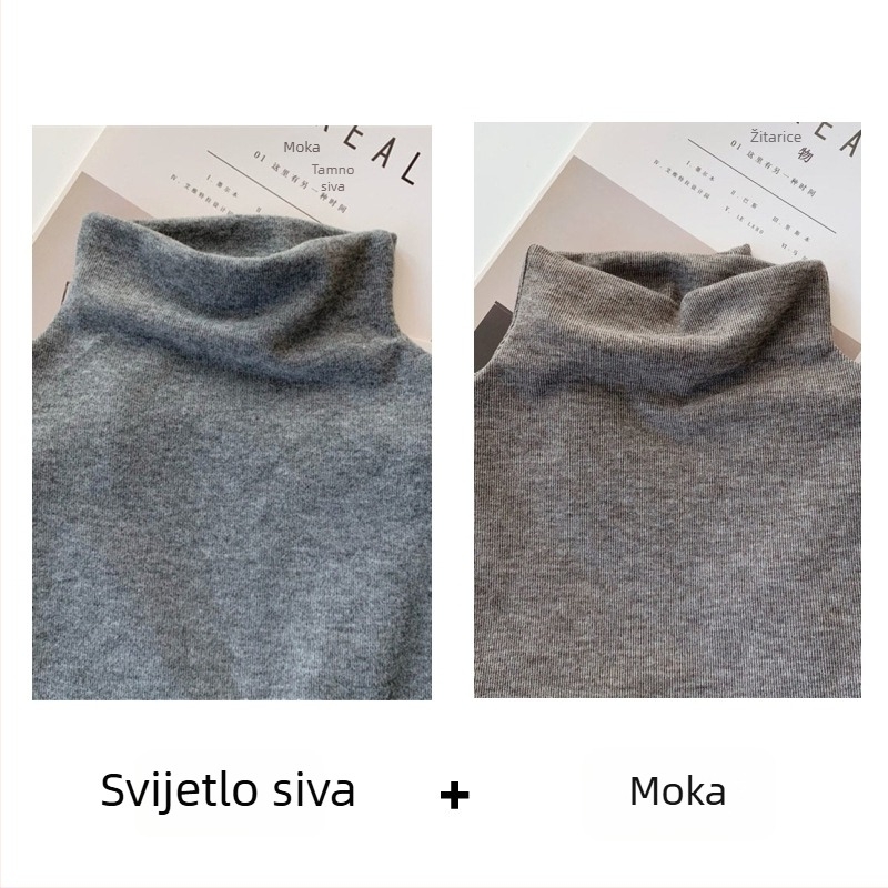 Top s flisom, topao i udoban, polu-visoki ovratnik, uski kroj, jednobojna boja, jesen-zima, plus veličine.