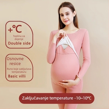 Top za dojenje za jesen i zimu, plus veličina — postporođajno odijevanje, set pidžama s flecom