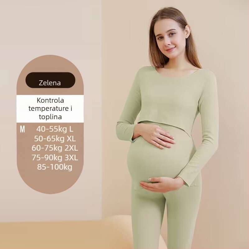 Top za dojenje za jesen i zimu, plus veličina — postporođajno odijevanje, set pidžama s flecom