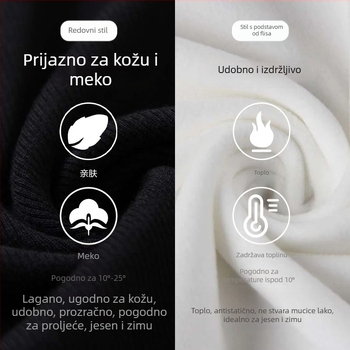 Ženski rebrasti majica s dugim rukavima i blok boja, ravni izrez, jesen-zima, uski kroj, topla podstava