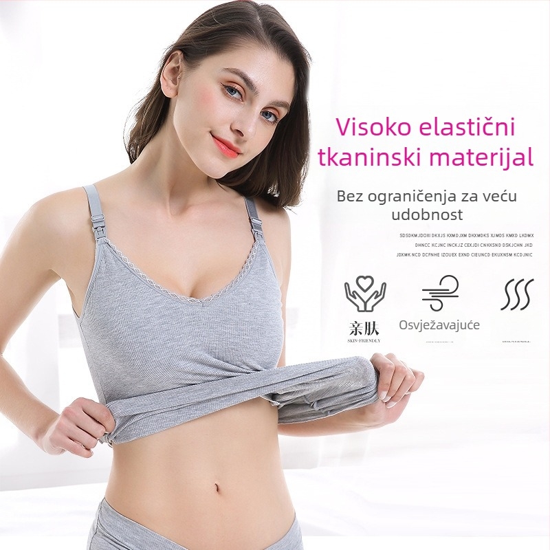 Top za dojenje, bez rukava, V-izrez, pamučna podstava, viskozno vlakno 90–95%
